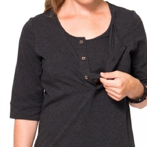 Momzelle Madelyn Nursing Tunic Charcoal Grey size XL - Picture 5 of 6